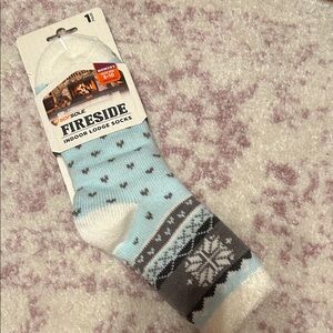 Indoor Lodge Socks - Light Blue and Gray